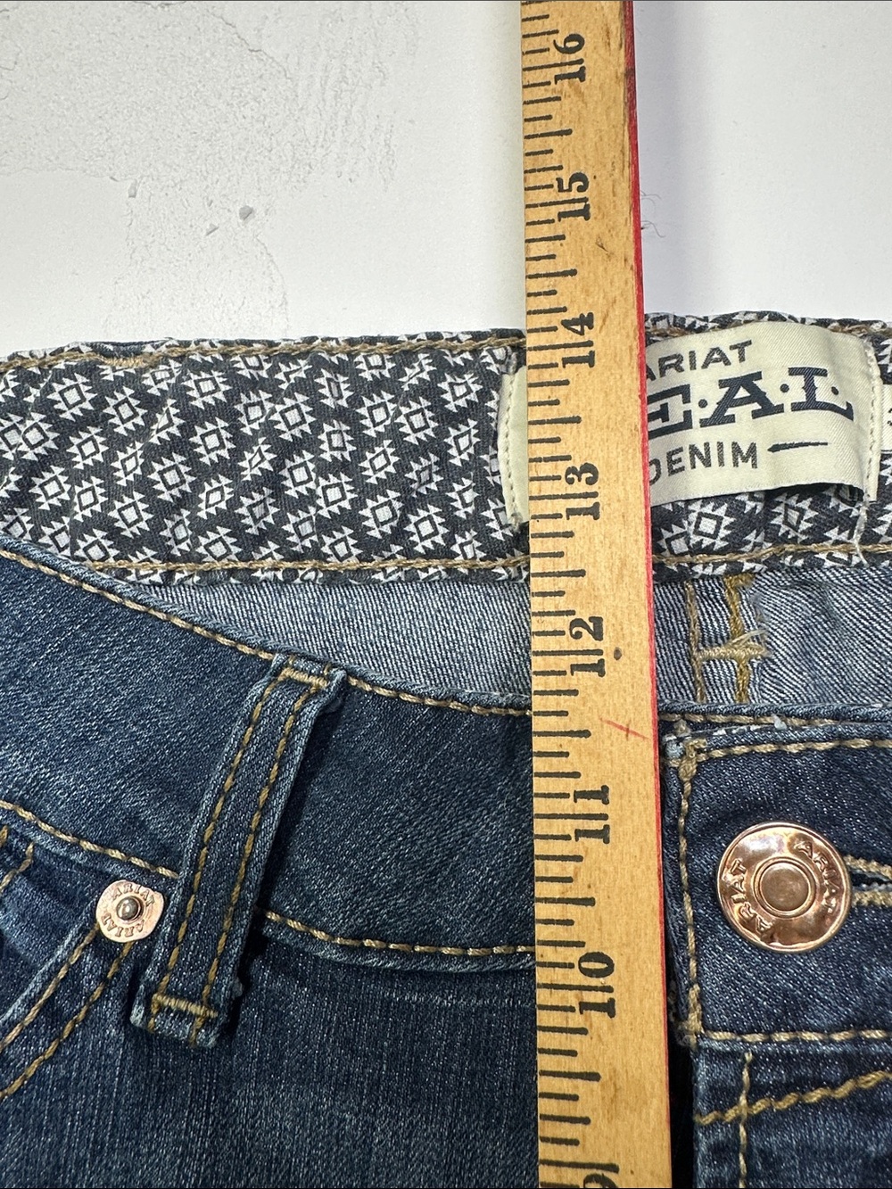 Ariat Real Rosa Jeans Perfect Rise Bootcut Stretch, 33 R, Ranch Ride Rodeo - Picture 11 of 13